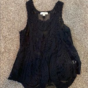 Sheer black lace tank